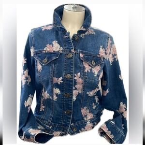 Style & Co. Blue Floral Jean Jacket